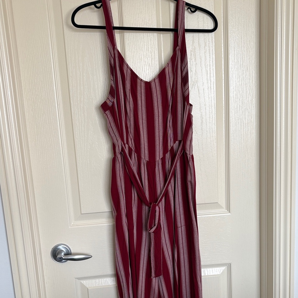 American Eagle Red and White Striped Jumpsuit